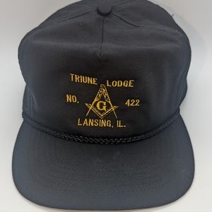 Vintage TRIUNE LODGE NO.422 LANSING IL Original MASON Snap Back
